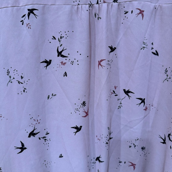 Reitmans The Short cut bird print blouse Size XXL Pink side tie Shirt 2X - Picture 6 of 14